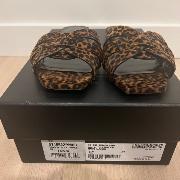 Saint Laurent ‘YSL’ Tribute flats in leopard print size 37 - Picture 2 of 6